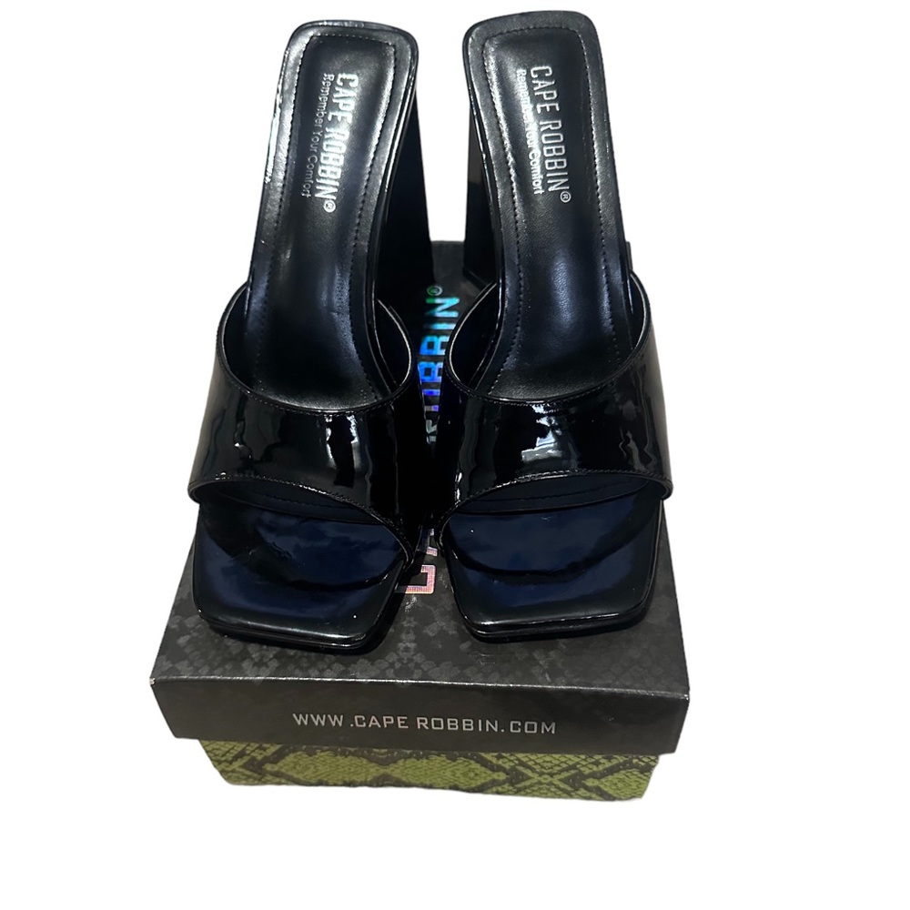 Mule Sandals Chunky Block Heel Square Open Toe Heeled High Heel Mule size8.5